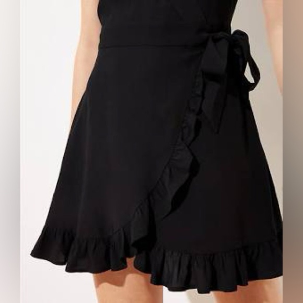 LOFT Black Wrap Skort Romper - Picture 3 of 3
